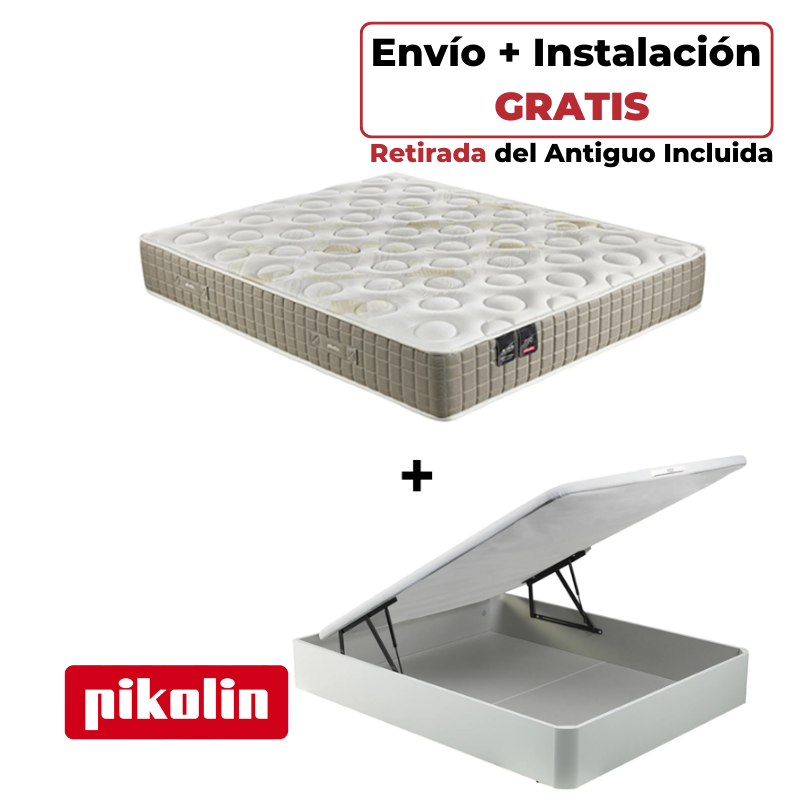 Pack Colchón Pikolin Zeus + Canapé Abatible Naturbox Blanco