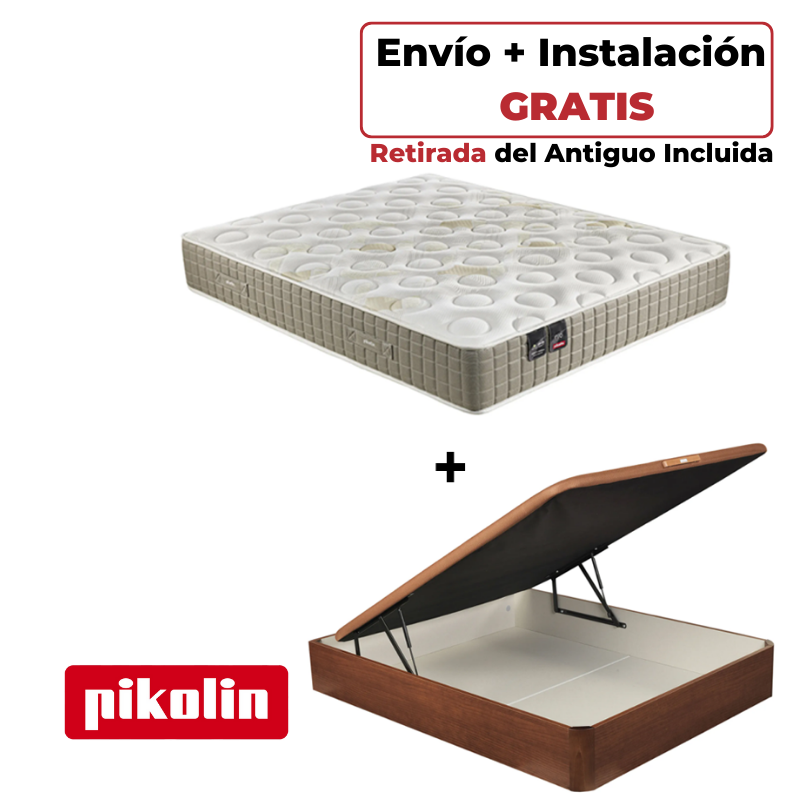 Pack Colchón Pikolin Zeus + Canapé Abatible Naturbox Cerezo