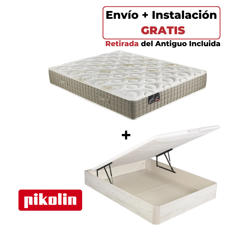 Pack Colchón Pikolin Zeus + Canapé Abatible Naturbox Glaciar