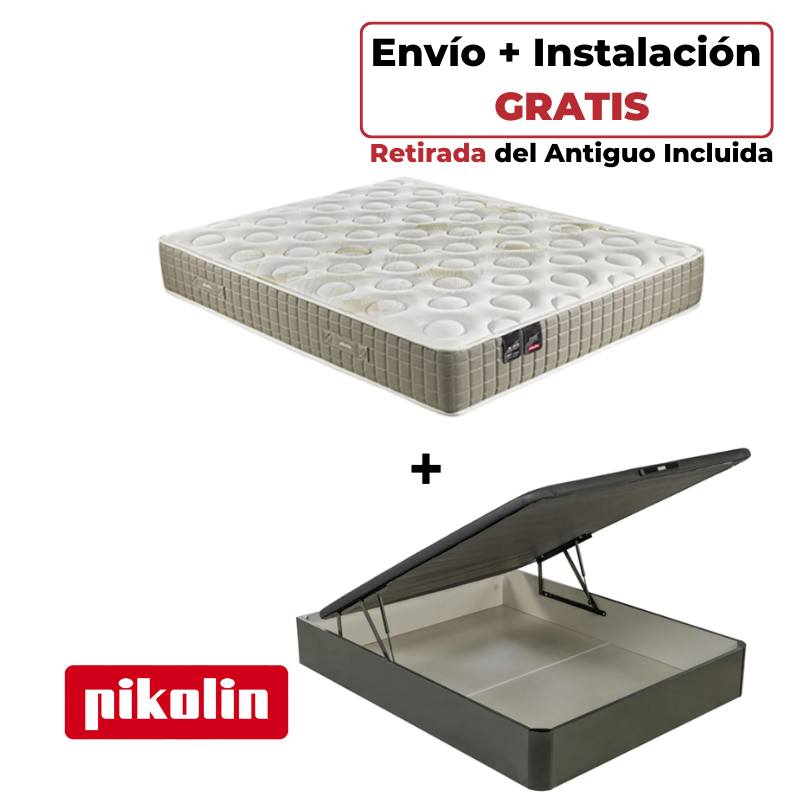 Pack Colchón Pikolin Zeus + Canapé Abatible Naturbox Negro