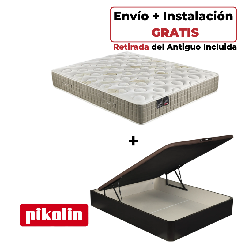 Pack Colchón Pikolin Zeus + Canapé Abatible Naturbox Wengue