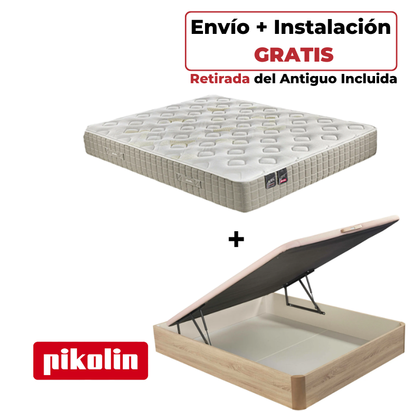 Pack Colchón Pikolin King + Canapé Abatible Naturbox Natural