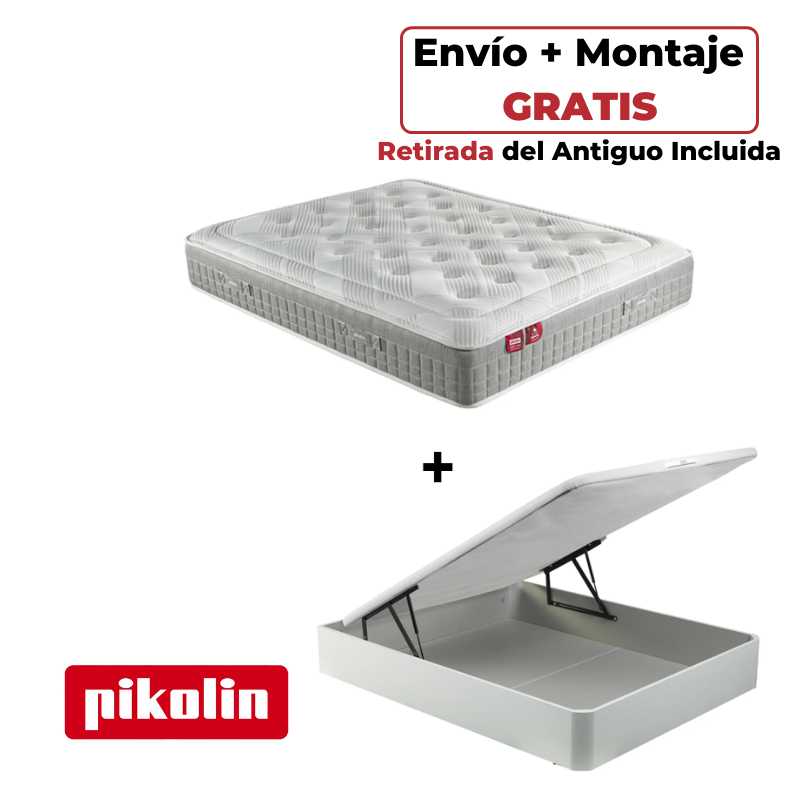 Pack Colchón Pikolin Sleep + Canapé Abatible Naturbox Blanco