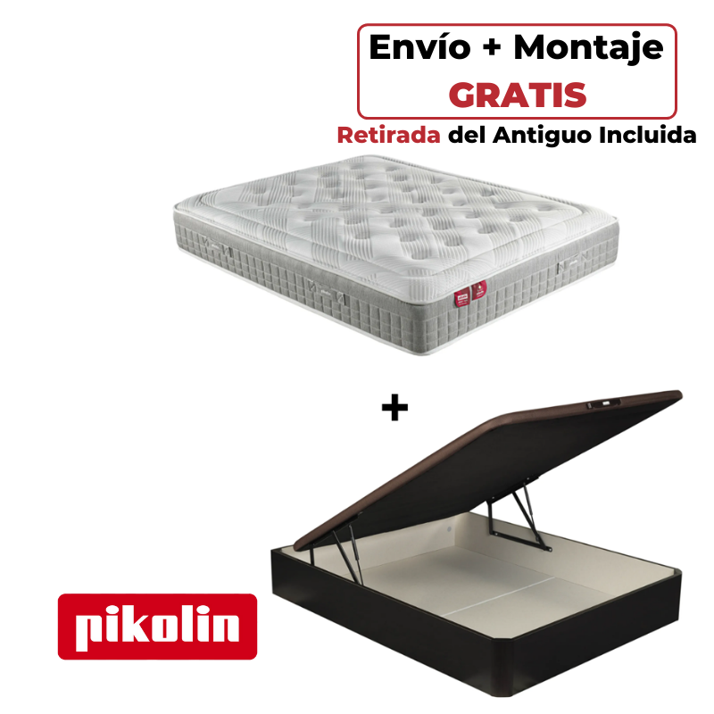 Pack Colchón Pikolin Sleep + Canapé Abatible Naturbox Wengue