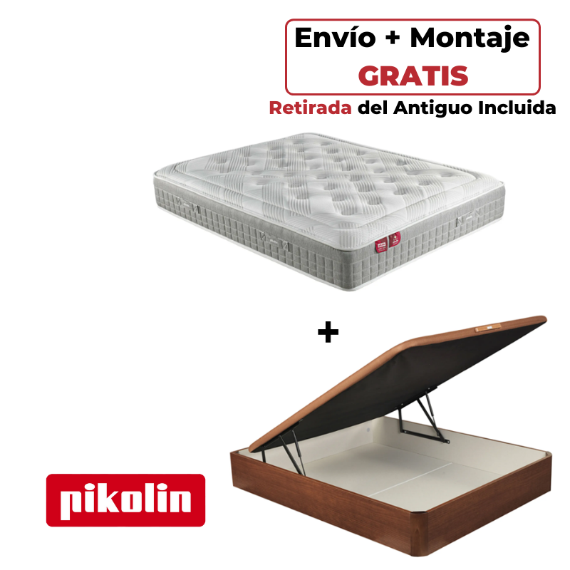 Pack Colchón Pikolin Sleep + Canapé Abatible Naturbox Cerezo