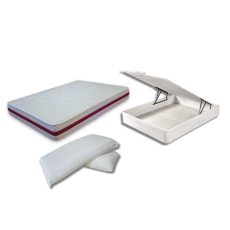 Pack Ahorro Colchón Viscogel + Canapé Abatible Sleepful® Glaciar + Almohadas Visco