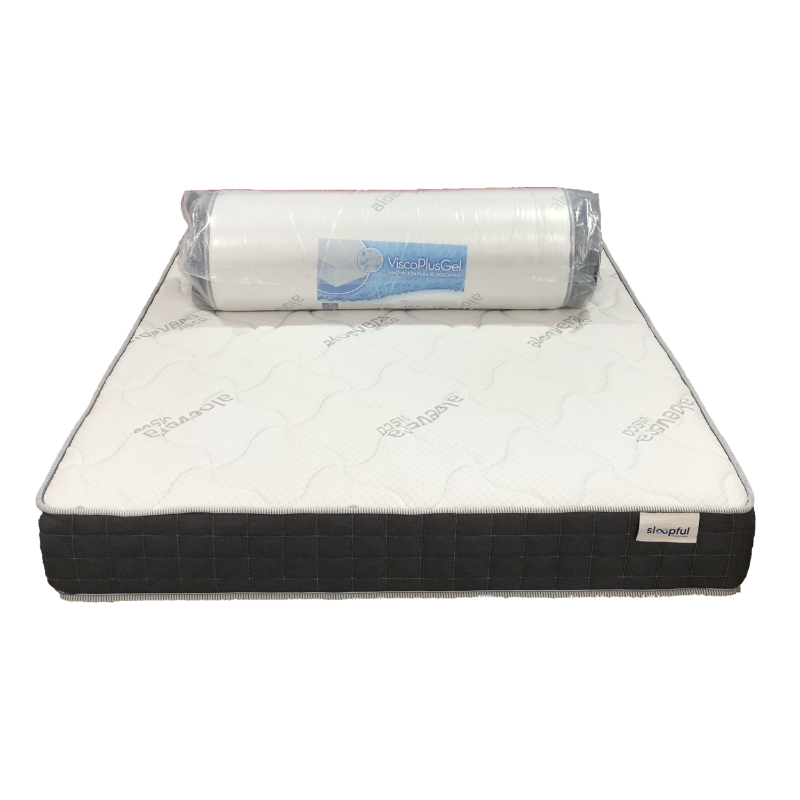 Pack Completo Colchón Viscogel Dark + Canapé Abatible Sleepful® Glaciar + Almohadas Visco