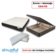 Pack Completo Colchón Viscogel Dark + Canapé Abatible Sleepful® Negro + Almohadas Visco