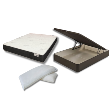 Pack Completo Colchón Viscogel Dark + Canapé Abatible Sleepful® Wengué + Almohadas Visco