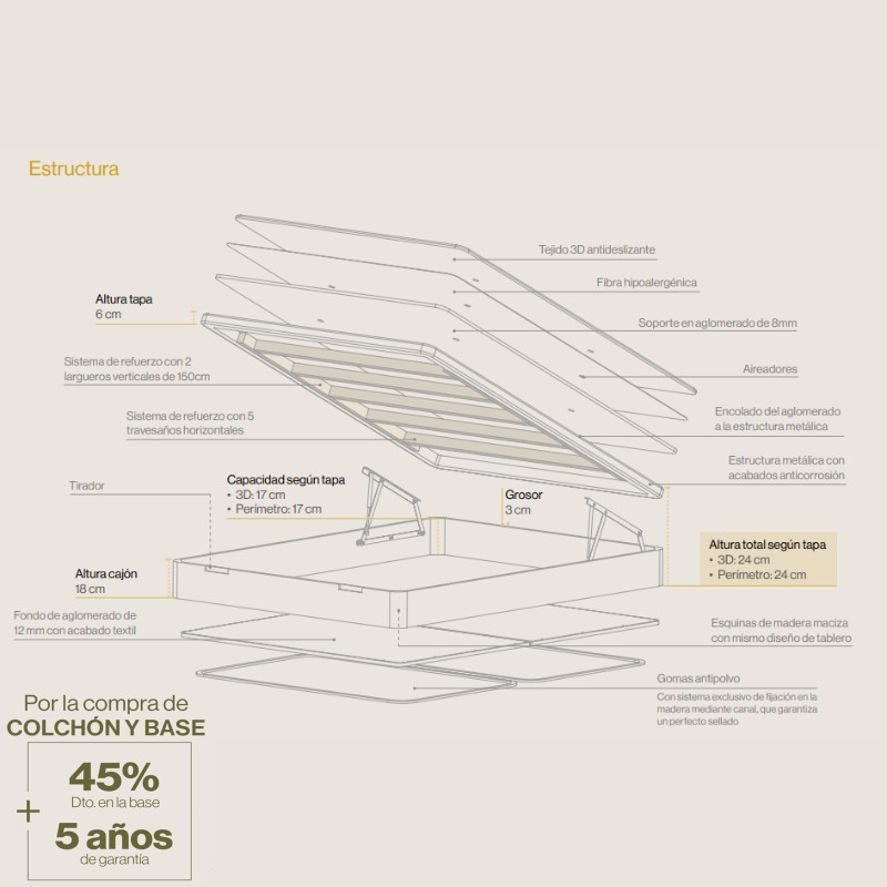 Canapé Abatible Sonpura Smart Natural
