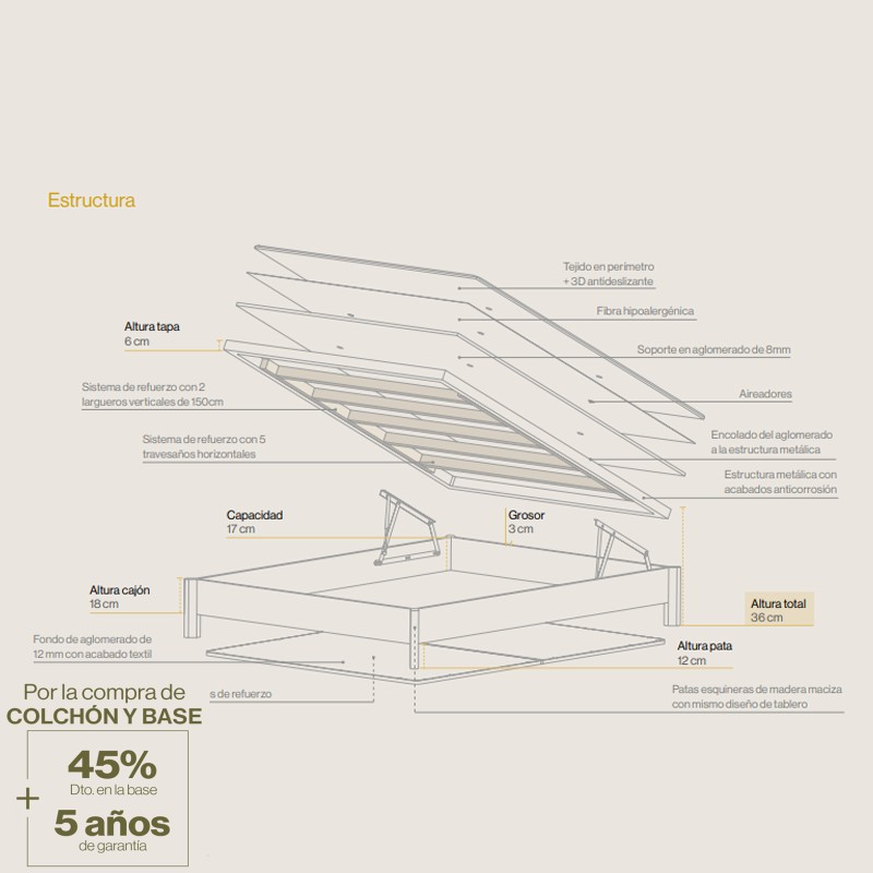 Canapé Abatible Sonpura Level Con Patas Nogal