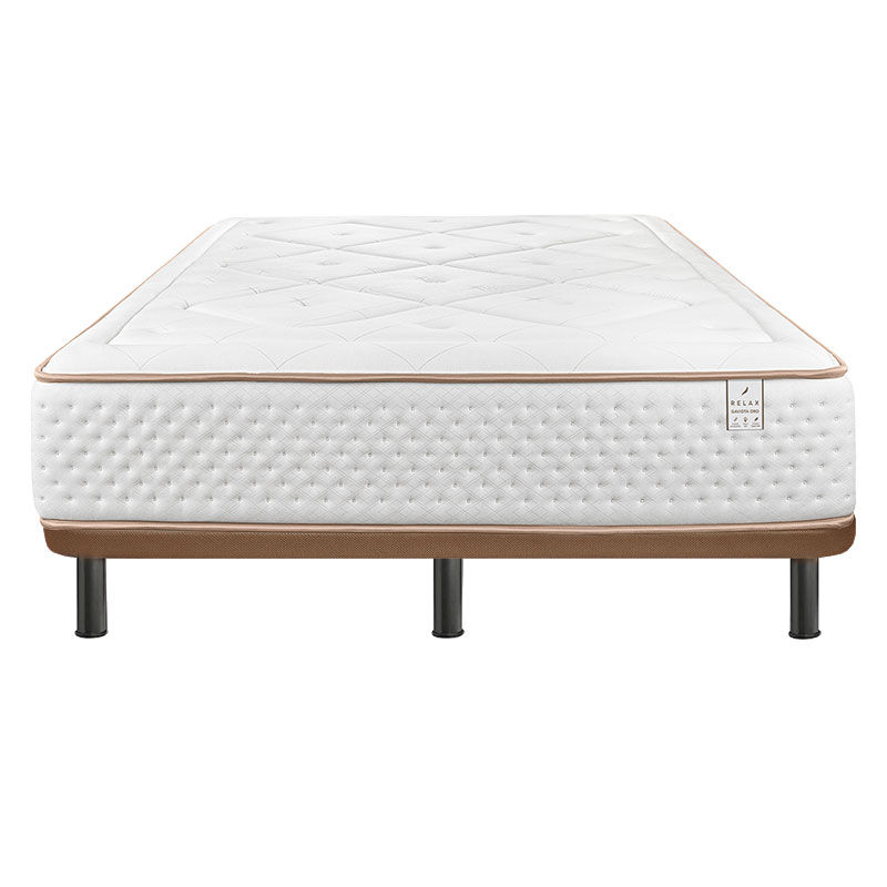 Pack Colchón Gaviota Oro Muelles Ensacados + Base Tapizada 3D Ares Relax + Patas
