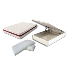 Pack Ahorro Colchón Viscogel + Canapé Abatible Sleepful® Blanco + Almohadas Visco
