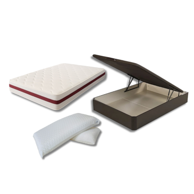 Pack Ahorro Colchón Viscogel + Canapé Abatible Sleepful® Wengué + Almohadas Visco