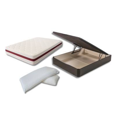 Pack Ahorro Colchón Viscogel + Canapé Abatible Sleepful® Negro + Almohadas Visco