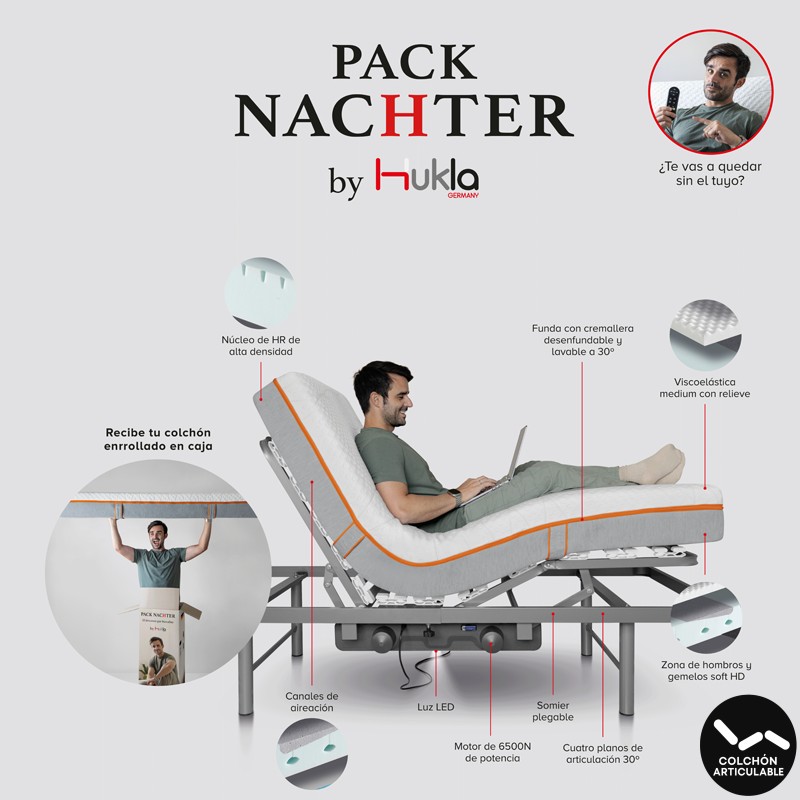 Pack Nachter Hukla Germany Colchón Con Visco Y Somier Articulado