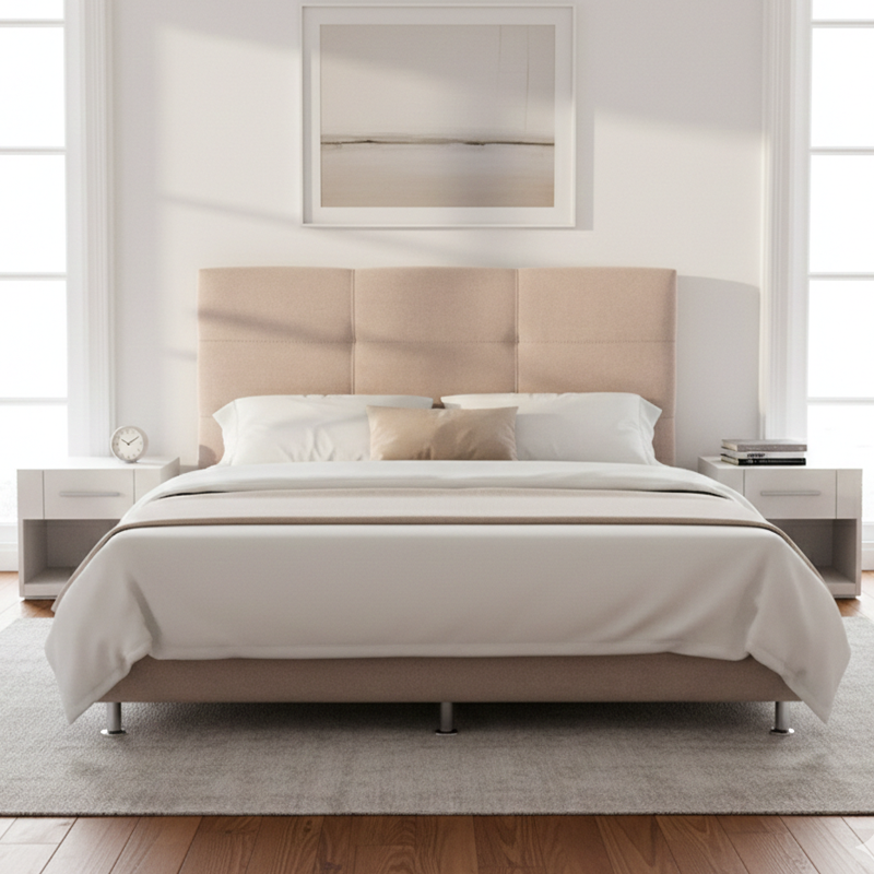 Pack Base Tapizada Maxi Deco + Cabecero Relax Piedra