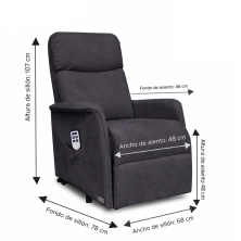 Sillón Relax O Luxen Miró Tapizado Ash Power Lift 2 Motores Levanta Personas